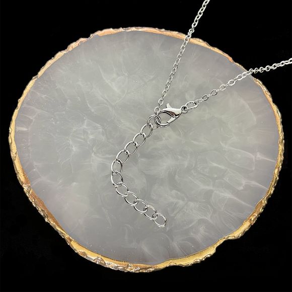 Purple Gemstone Pendant Necklace with Silver Plated Cable Chain Layering Jewelry - Picture 4 of 7